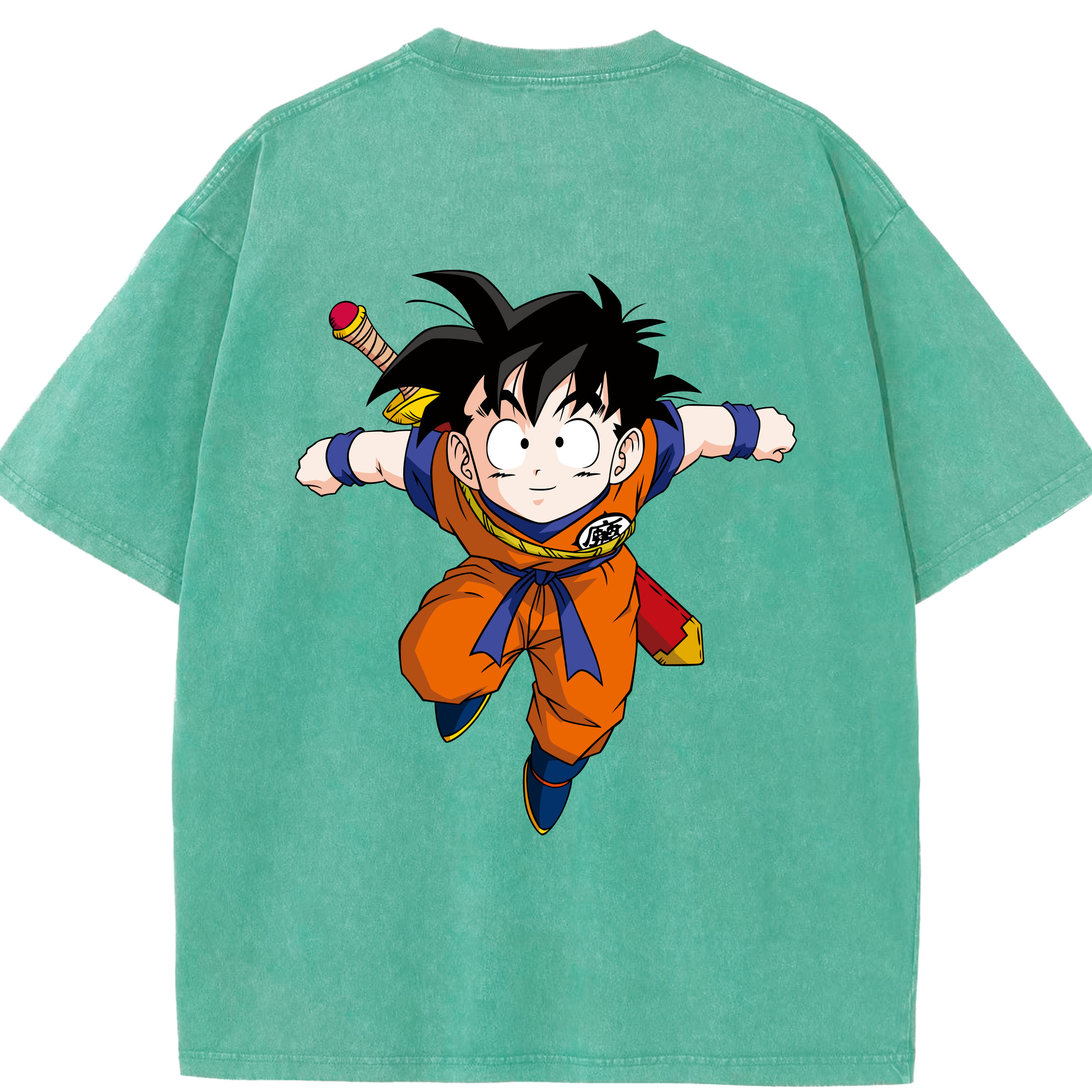 （画像用） ドラゴンボール 孫悟空（そん ごくう）Son Goku カカロット DRAGON BALL Kakarotto 綿100% ヴィンテージ風 半袖Tシャツ（背面プリント）